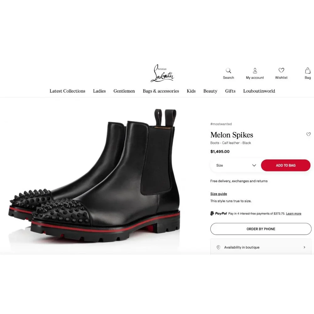 Christian Louboutin Melon Spikes Boots Calfskin 42.5 $1495 - Picture 8 of 9